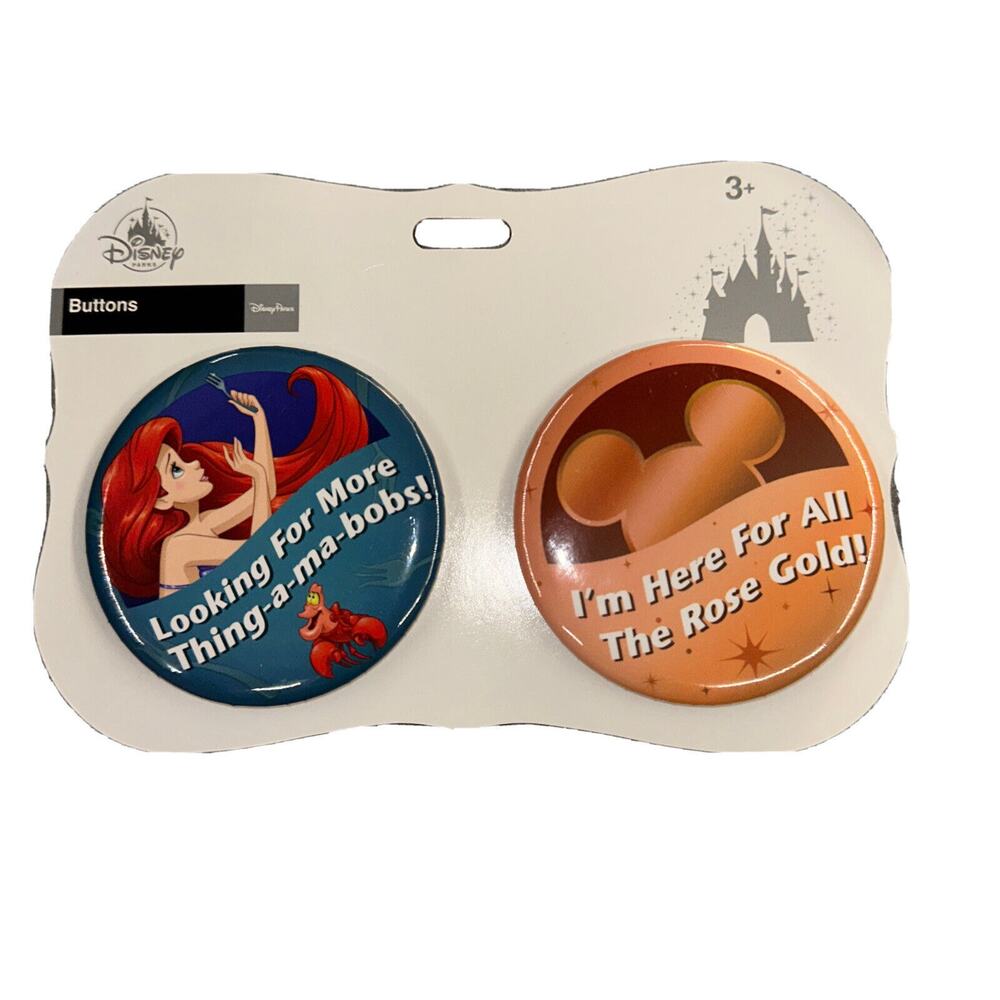 Disney Parks Ariel I'm Here for ... Thing-a-ma-bobs! Button Set New with Tags